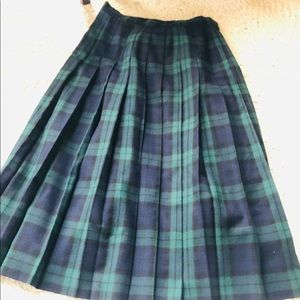 Vintage LL BEAN 100% Wool Tartan plaid skirt Sz:14
